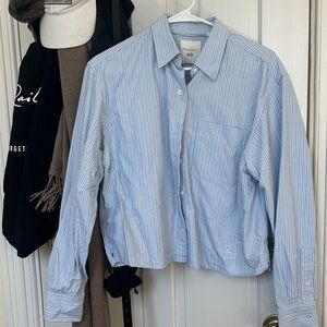JW Anderson x Uniqlo Light Blue & White Vertical Stripe Button-Up Shirt